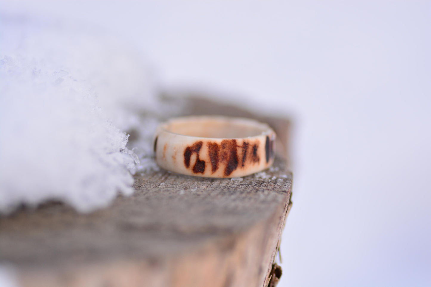 Antler Ring with Turquoise Inlay – Natural Deer Antler Band, Rustic Forest Jewelry, Handmade Ethical Ring