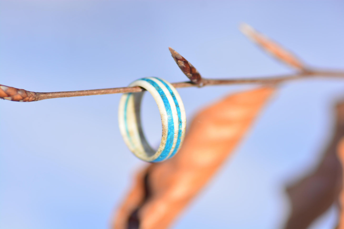 Antler Ring with Turquoise Inlay for Women | Handmade Natural Ring | Rustic Boho Jewelry