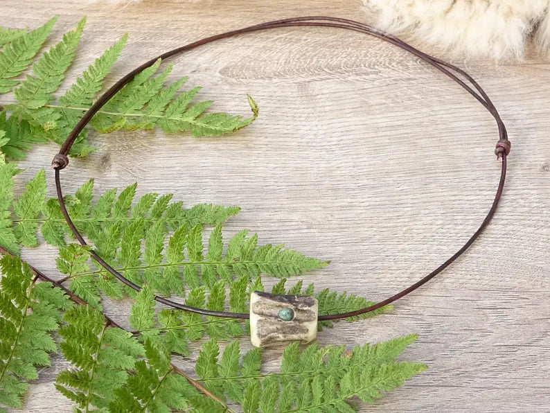 the Pond - Turquoise Antler Necklace