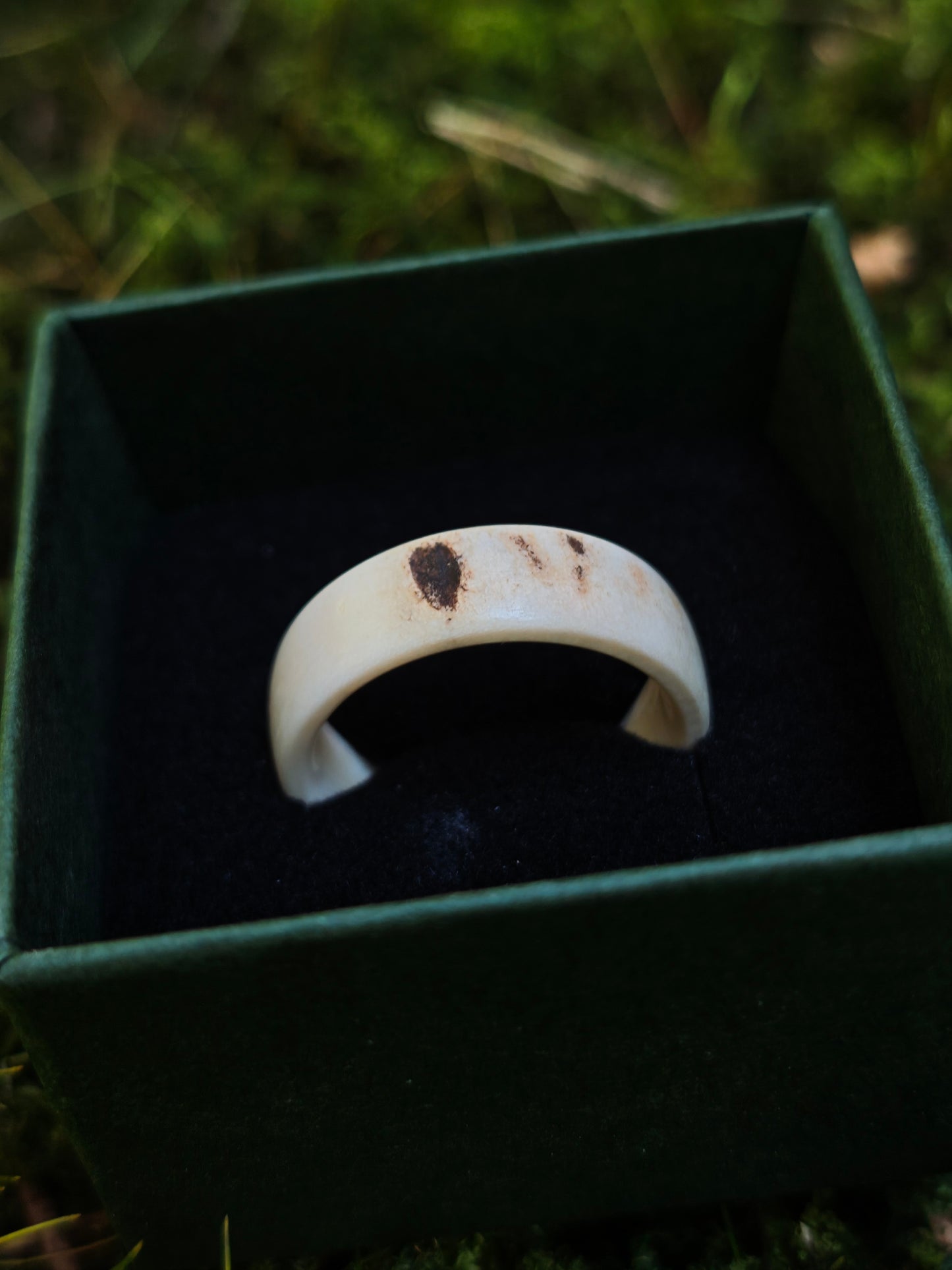 The antler ring in a gift box