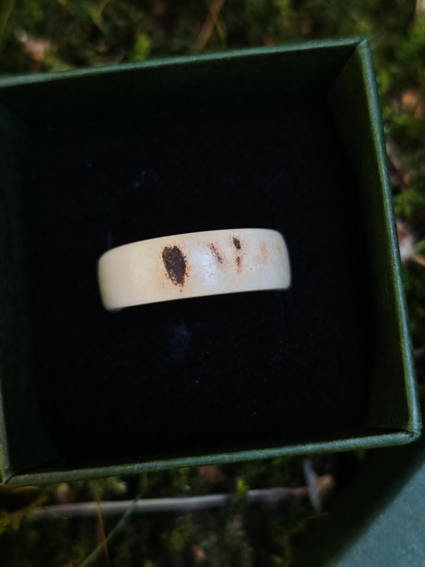 The antler ring in a gift box